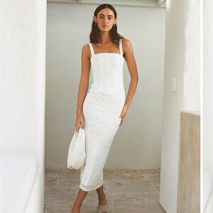 SABO Tristiana Midi Dress White Medium NWOT
